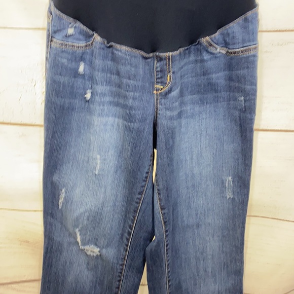 1822 brand maternity jeans boyfriend fit distressed full panel distressed 30” - Picture 3 of 11